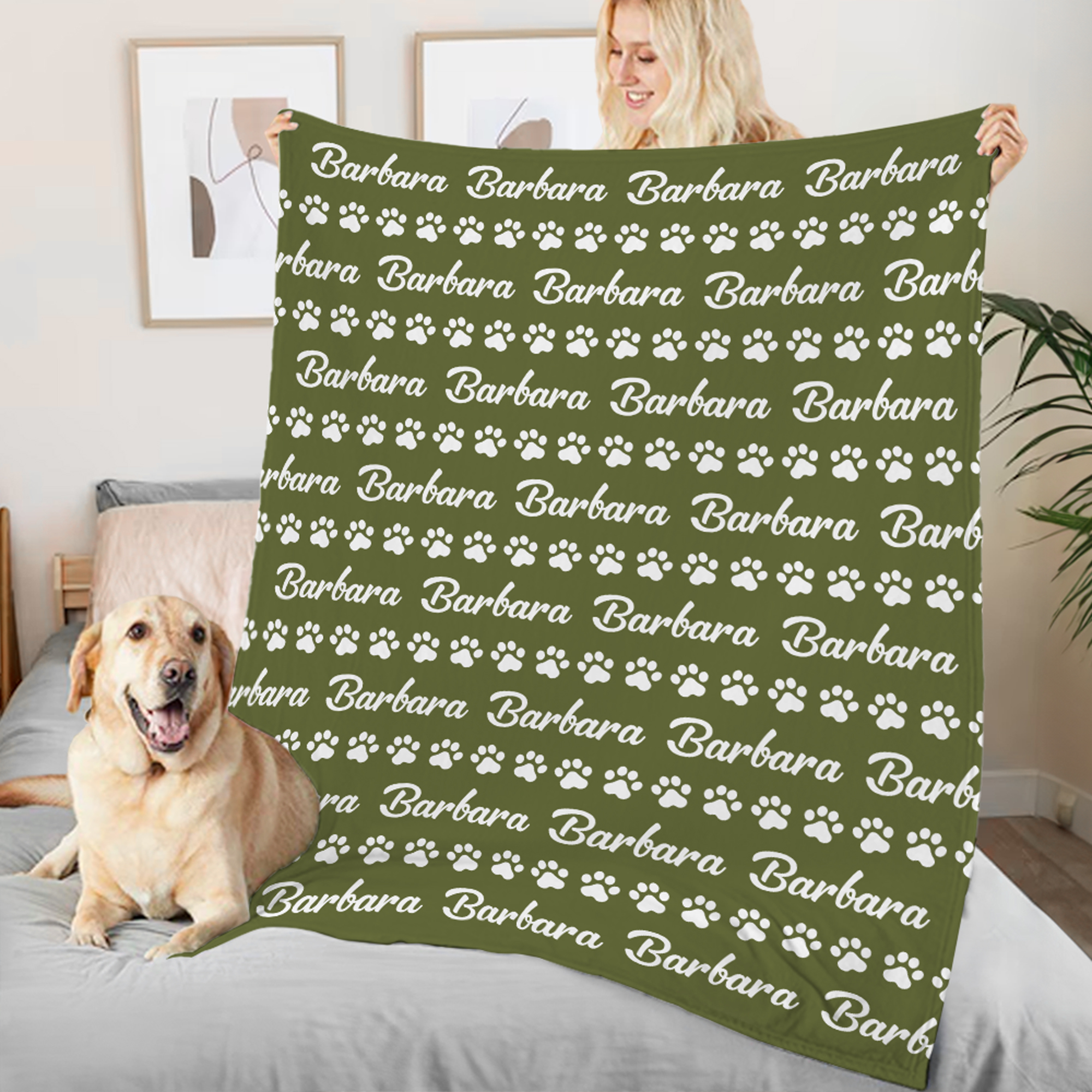 Couverture personnalisée multicolore avec nom pour animaux de compagnie Cadeau d'anniversaire pour les propriétaires d'animaux de compagnie