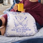 Toile De Jouy Personnalisée Housse d'Oreiller avec Noms Décoration d'Intérieur Cadeau d'Anniversaire pour Couple Famille