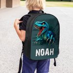 Zaino personalizzato 3D Cartoon Dinosaur Multicolore con nome Regalo di compleanno per bambini e studenti per il ritorno a scuola