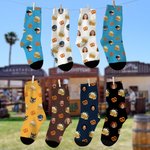 Personalized Pretzel Beer 1-2 Face Photos Soft Breathable Crew Mid-Calf Socks Beer Festival Party Gift for Bartenders Drinkers
