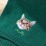 Personalised Embroidered Pet Face Photo Soft Warm Scarf with Name Fashion Accessory Birthday Gift for Pet Owner Lover