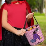 Personalised Spooky Pumpkin Witch Monster Bat Initial Grid Trick or Treat Bag Sweets Bucket with Name Halloween Party Favors for Boys Girls