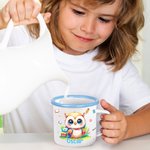 Personlig tecknad djur 355 ml färgad emaljmugg med namn perfekt födelsedagspresent kreativ present för pojkar och flickor