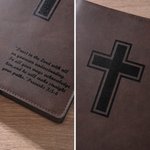 Personalised Cross Bible Verse PU Leather Bible Cover Case with Name and Pen Holder Birthday Religious Baptism Gift for Christians