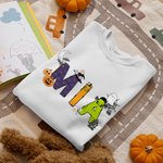 Personalized Cute Ghost Pumpkin Alphabet 100% Cotton Kid T-shirt Baby Bodysuit with Name Welcome Halloween Costume Holiday Gift for Kids