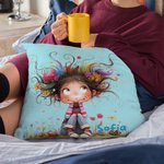 Fodera per cuscino personalizzata con nome e disegno di ragazza carina e stravagante regalo per compleanni e occasioni speciali per ragazze e donne