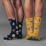 Personalized Pretzel Beer 1-2 Face Photos Soft Breathable Crew Mid-Calf Socks Beer Festival Party Gift for Bartenders Drinkers