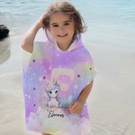 Personalised Fantasy Unicorn Oversized Soft Hooded Beach Towel with Name Initial Beach Party Travel Summer Vacation Birthday Gift for Girls