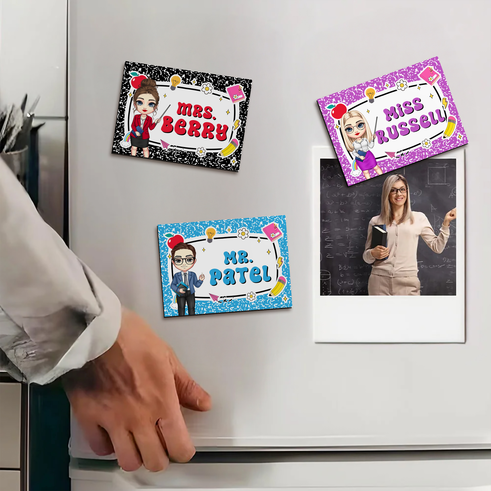 Aimant frigo personnalisé avec titre et nom de famille Back to School Birthday Teacher's Day Appreciation Gift for Teachers