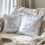 Toile De Jouy Personnalisée Housse d'Oreiller avec Noms Décoration d'Intérieur Cadeau d'Anniversaire pour Couple Famille