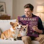 Personalized Thank You for Being My Daddy Vintage Pet 1-2 Photos Soft Throw Pillow Cover with Name Home Decor Birthday Anniversary Gift for Pets Lover