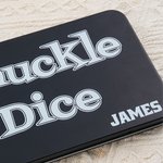 Personalised Portable 2 Players Knuckle Dice Board Game with 18 Dices and Name Tin Box Birthday Travel Camping Gift for Travellers Knuckle Dice Lovers