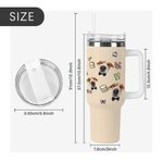 Personalized Cute Flower Pet Photo 40 oz Insulated Tumbler with Name and Straw Birthday Memorial Gift for Pet Lovers Owners