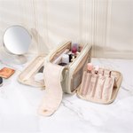 Personalized Butterfly Birth Flower God Says She Is Feminist PU Leather Makeup Bag with Title and Name Travel Birthday Gift for Women Girls