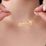 Gepersonaliseerde vliegtuig Sterling zilveren naam vrouwen ketting sierlijke sieraden verjaardag verjaardagscadeau voor Travel Lovers piloten stewardessen