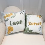 Personalisierter Cartoon Dinosaurier Kissenbezug mit Namen und Pflanzen-Motiv Haus Deko Geburtstag Geschenk für Jungen Mädchen