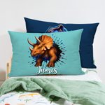 Personalized Cool Dinosaur Cozy Lumbar Throw Pillow Cover with Name Home Decor Holiday Birthday Gift for Boys Girls Dino Lovers