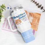 Personalized Cute Flower Pet Photo 40 oz Insulated Tumbler with Name and Straw Birthday Memorial Gift for Pet Lovers Owners