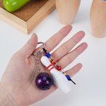 Personalised Bowling Ball Bowling Pin Bag Tag Keychain with Beaded Name Game Day Anniversary Birthday Gift for Bowling Ball Lover