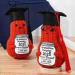 Personalised Cute Tassel Grad Cap Pumpkin Potato Avocado Handmade Crochet Doll with Name and Year Desktop Decor Graduation Party Gift for Graduates
