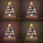 Famiglia personalizzata 9 foto albero di Natale stella acrilico LED luce notturna con base in legno e anno Home Decor regalo di Natale per le famiglie genitori