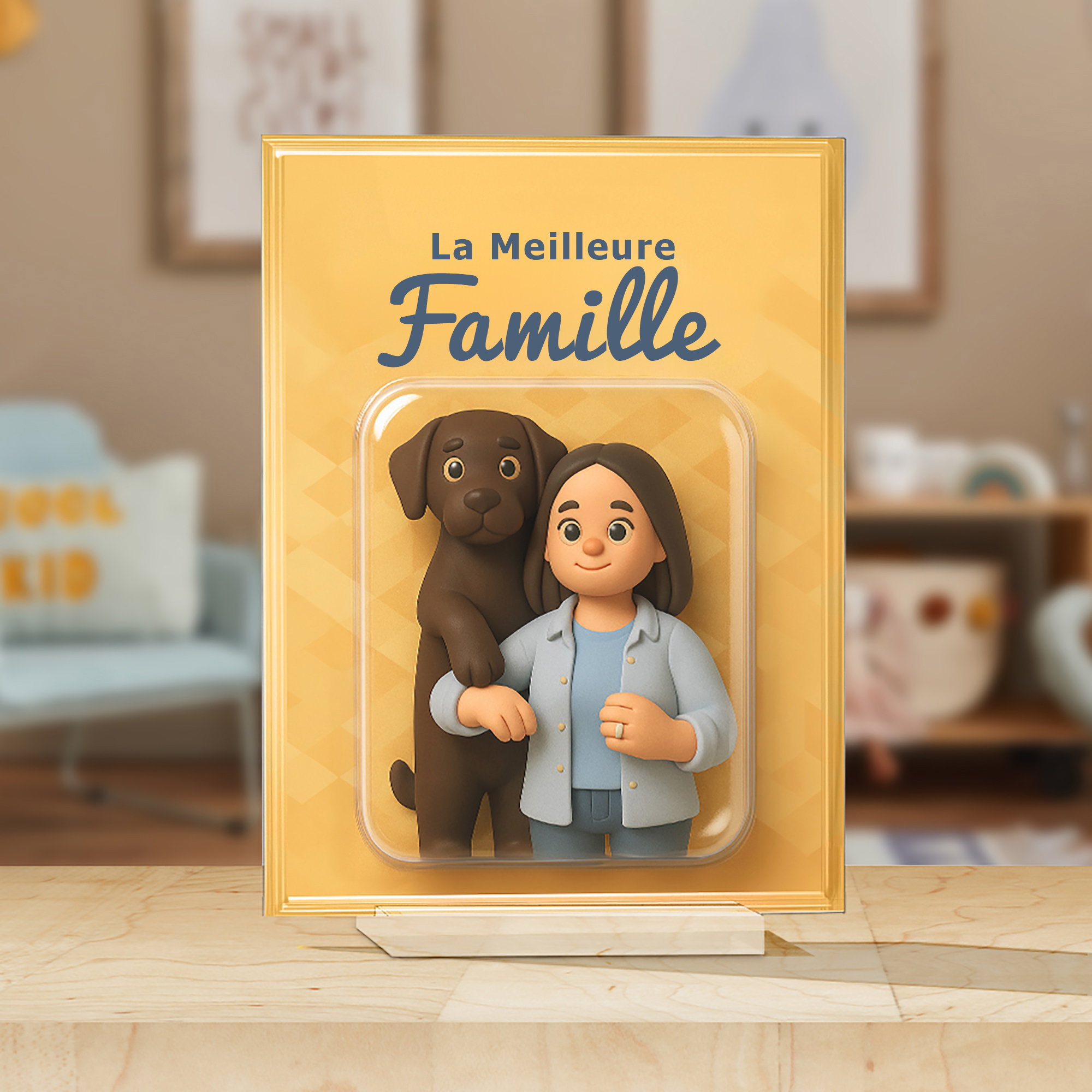 Plaque Acrylique Personnalisée avec Titre et Motif de Personnage en 3D Décoration de Bureau Cadeau d'Anniversaire pour Famille et Amis