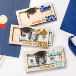 Personalized Graduation Money Holder, Class of 2025 Gift, Wooden Box Cash Holder, Gift for High School Senior, Graduation Gift