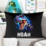 Personalized Cool Dinosaur Cozy Lumbar Throw Pillow Cover with Name Home Decor Holiday Birthday Gift for Boys Girls Dino Lovers