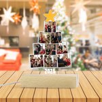 Famiglia personalizzata 9 foto albero di Natale stella acrilico LED luce notturna con base in legno e anno Home Decor regalo di Natale per le famiglie genitori