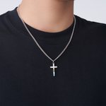 Personalisierte Minimalistische Halskette Schmuck mit Kreuzanhänger Geburtssteine Taufe Religion Geburtstag Geschenk für Christen Herren Damen
