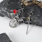 Personalised Fantasy Dragon Sword Earrings with Birthstone Birthday Anniversary Christmas Gift for Women Bookworms Book Lovers