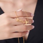 Personalisierte Zierliche Halskette im Flugzeug-Design mit Namen Geburtstag Jahrestag Geschenk für Damen Reiseliebhaber