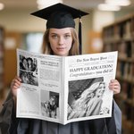 Personalised Graduation Newspaper Vintage Wrapping Paper with Text and Photo for Flower Bouquet Graduation Gift for High School College Graduates