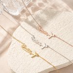 Personalisierte Zierliche Halskette im Flugzeug-Design mit Namen Geburtstag Jahrestag Geschenk für Damen Reiseliebhaber
