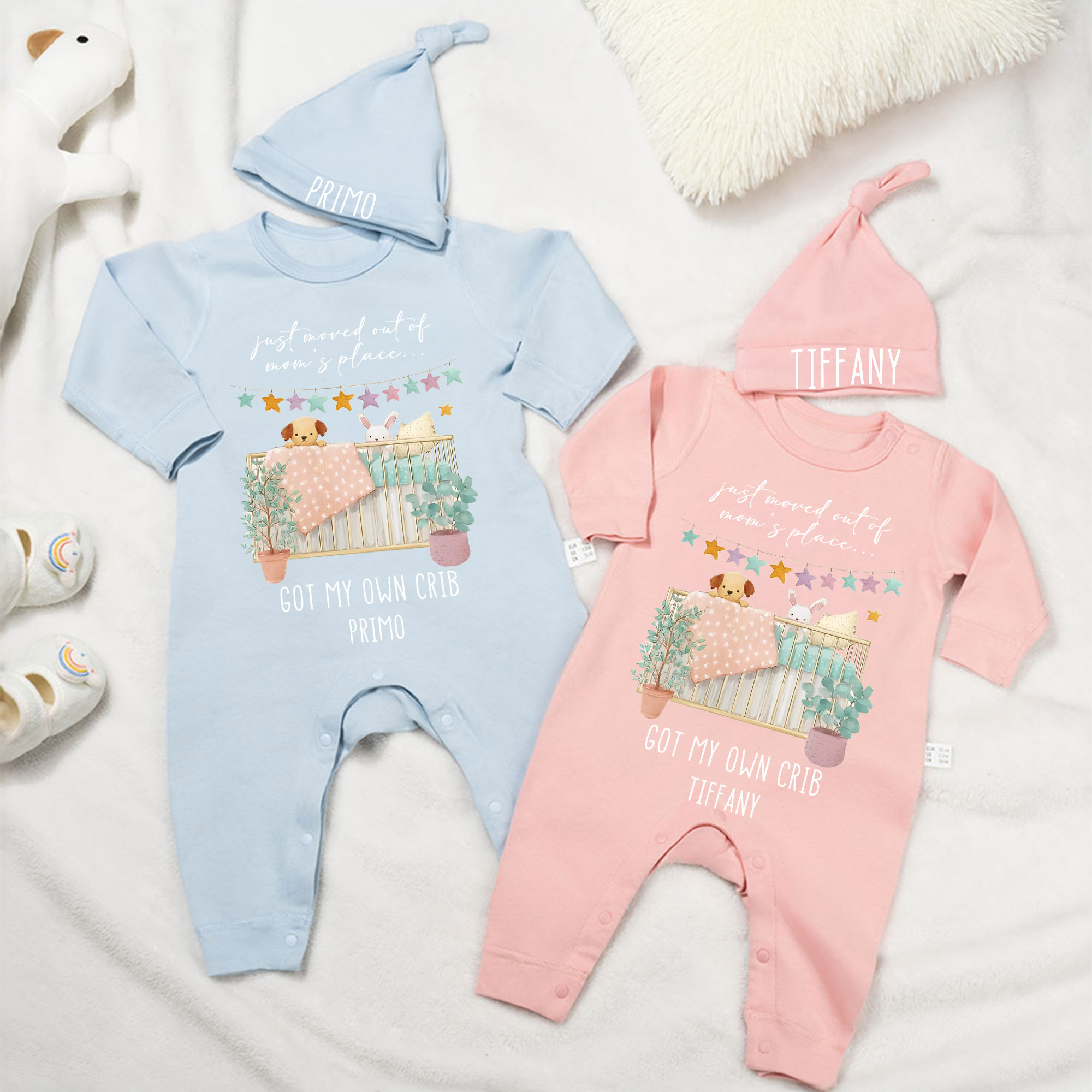 Chapeau de bébé en coton avec nom Cadeau de douche de bébé pour nouveau-né et nouveaux parents