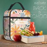 Bolsa isotérmica personalizada para el almuerzo con nombre y diseño de dibujos animados de colores regalo de cumpleaños o vuelta al cole para niños