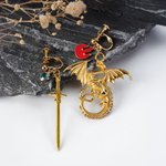 Personalised Fantasy Dragon Sword Earrings with Birthstone Birthday Anniversary Christmas Gift for Women Bookworms Book Lovers