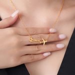 Gepersonaliseerde vliegtuig Sterling zilveren naam vrouwen ketting sierlijke sieraden verjaardag verjaardagscadeau voor Travel Lovers piloten stewardessen