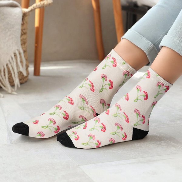 Personalized Birth Flower Soft Breathable Ankle Mid-Calf Socks Birthday Christmas Gift for Family Friends