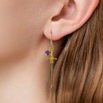 Personalised Fantasy Dragon Sword Earrings with Birthstone Birthday Anniversary Christmas Gift for Women Bookworms Book Lovers