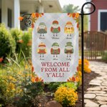 Personalized Fall Birds Garden Flag with 1-12 Names Autumn Outdoor Garden Decorations Thanksgiving Gift for Family Friend
