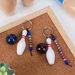 Personalised Bowling Ball Bowling Pin Bag Tag Keychain with Beaded Name Game Day Anniversary Birthday Gift for Bowling Ball Lover