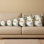 Personalisierter Cartoon Dinosaurier Kissenbezug mit Namen und Pflanzen-Motiv Haus Deko Geburtstag Geschenk für Jungen Mädchen