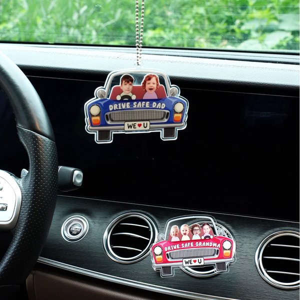 Henkilökohtainen Lapset kasvot valokuva akryyli auton roikkuu Ornamentti Sunvisor Clip Air Vent Clip auton sisustus syntymäpäivälahja perheelle