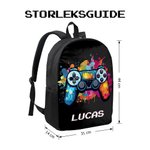 Personlig pixelryggsäck med spelkontrollsstil och färgglada splattor den perfekta skolstartsgåvan för barn studenter och spelentusiaster