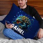 Personalized Cool Dinosaur Cozy Lumbar Throw Pillow Cover with Name Home Decor Holiday Birthday Gift for Boys Girls Dino Lovers