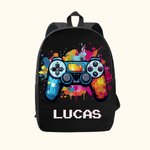 Personlig pixelryggsäck med spelkontrollsstil och färgglada splattor den perfekta skolstartsgåvan för barn studenter och spelentusiaster