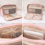 Personalized Birthday Cake Balloon Cartoon Girl PU Leather Makeup Bag with Name Age and Handle Birthday Anniversary Gift for Girls Women