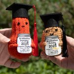Personalised Cute Tassel Grad Cap Pumpkin Potato Avocado Handmade Crochet Doll with Name and Year Desktop Decor Graduation Party Gift for Graduates