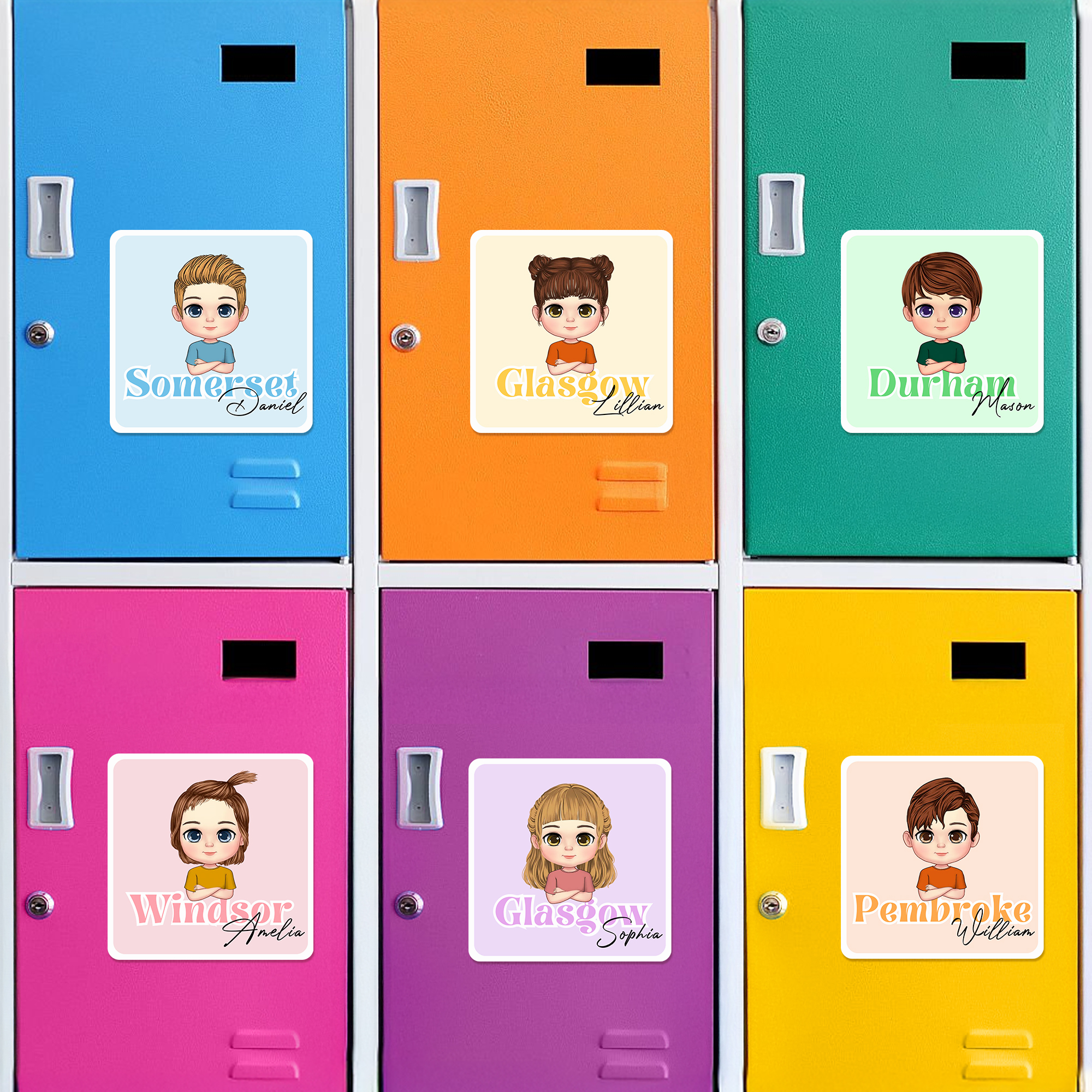 Aimant frigo personnalisé avec nom et personnage de dessin animé Cadeau de rentrée pour enseignants Enfants Etudiants